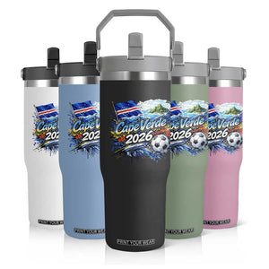 Cape Verde Soccer 2026 Island Flag Flip Straw Tumbler Cabo Verde Football Team Fans Tropical Pride Gift TS02 Print Your Wear