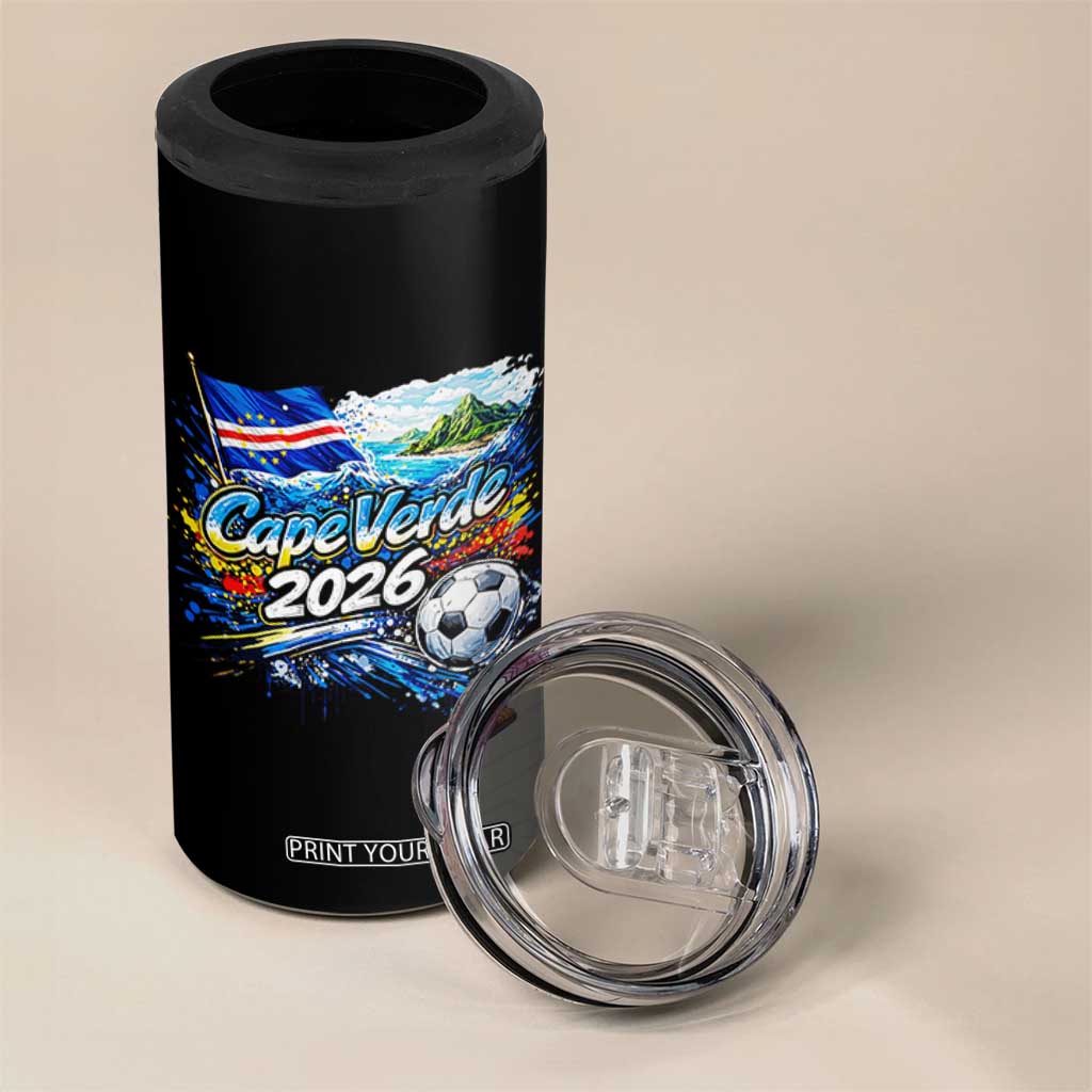Cape Verde Soccer 2026 Island Flag 4 in 1 Can Cooler Tumbler Cabo Verde Football Team Fans Tropical Pride Gift TS02 Print Your Wear