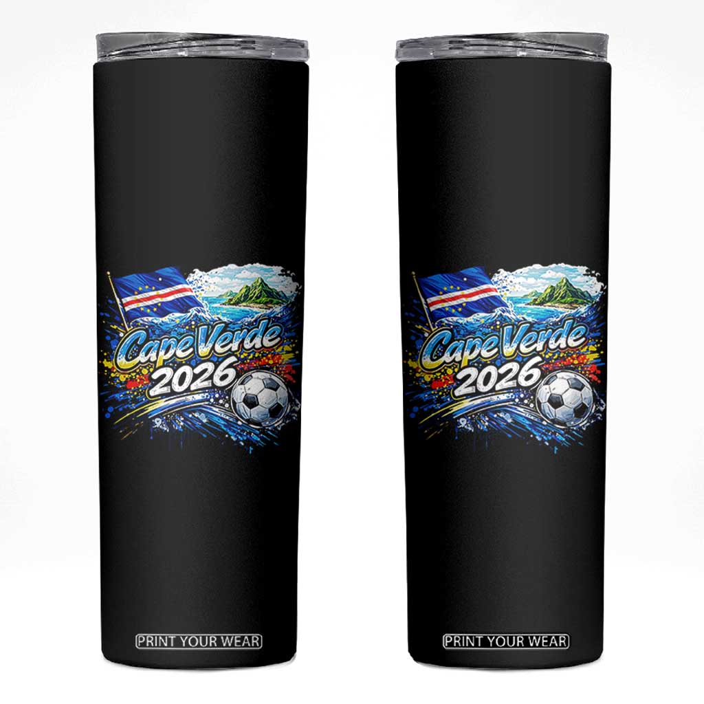 Cape Verde Soccer 2026 Island Flag Skinny Tumbler Cabo Verde Football Team Fans Tropical Pride Gift TS02 Black Print Your Wear