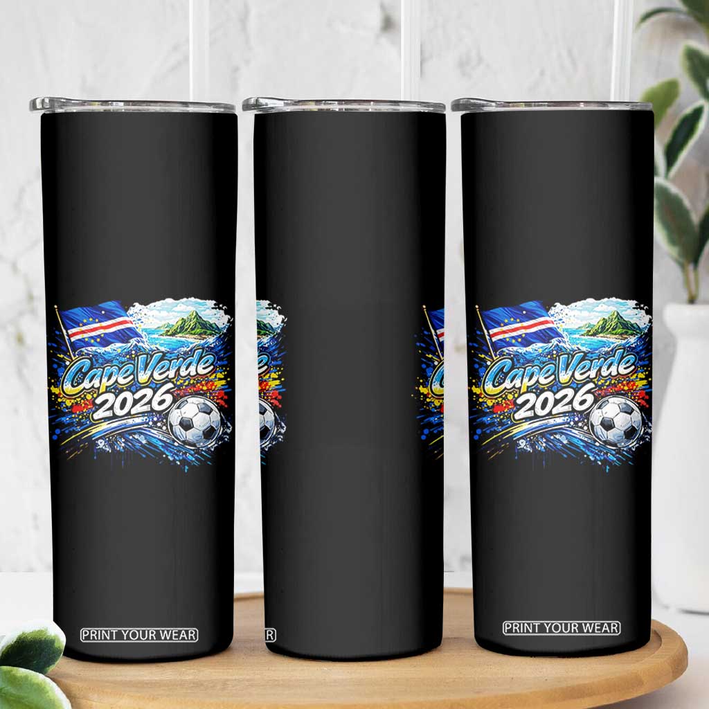 Cape Verde Soccer 2026 Island Flag Skinny Tumbler Cabo Verde Football Team Fans Tropical Pride Gift TS02 Print Your Wear