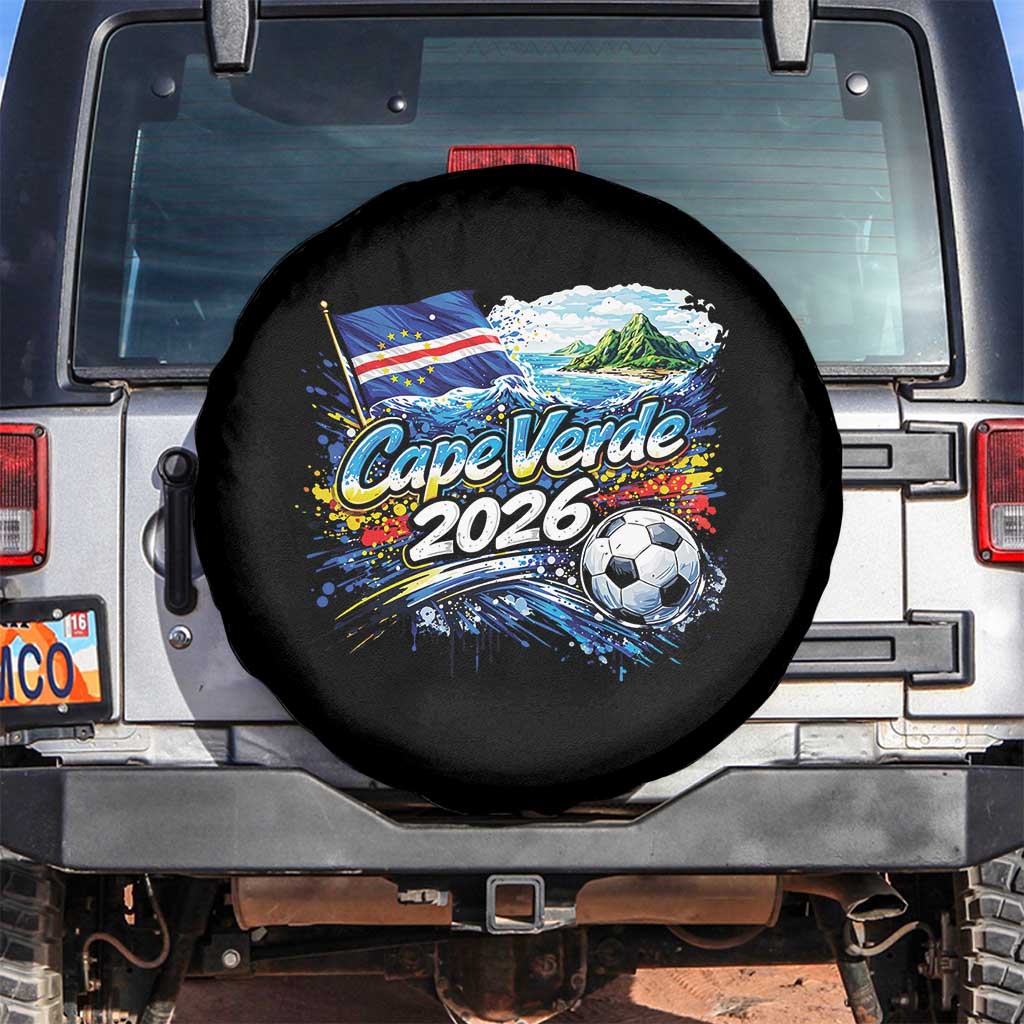 Cape Verde Soccer 2026 Island Flag Spare Tire Cover Cabo Verde Football Team Fans Tropical Pride Gift TS02 No hole Black Print Your Wear
