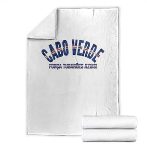Forca Tubaroes Azuis Cabo Verde National Pride Throw Blanket Cape Verde Football Fans Blue Sharks Heritage TS02 White Print Your Wear
