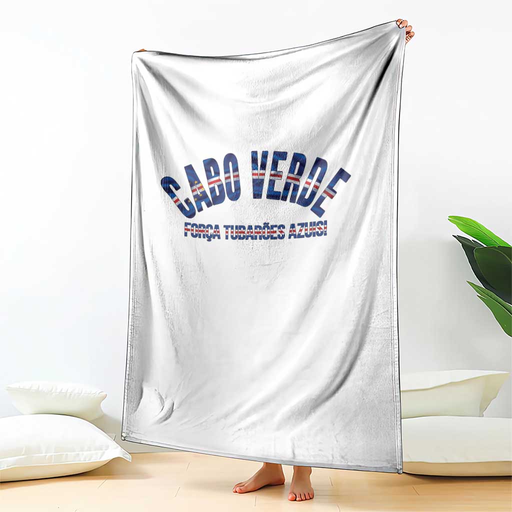 Forca Tubaroes Azuis Cabo Verde National Pride Throw Blanket Cape Verde Football Fans Blue Sharks Heritage TS02 Print Your Wear