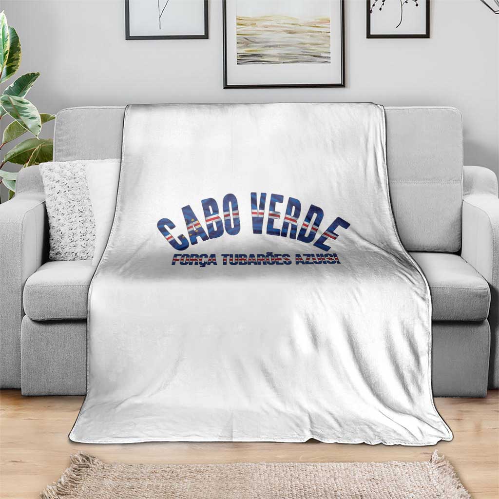 Forca Tubaroes Azuis Cabo Verde National Pride Throw Blanket Cape Verde Football Fans Blue Sharks Heritage TS02 Print Your Wear
