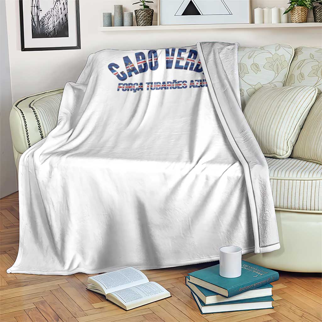 Forca Tubaroes Azuis Cabo Verde National Pride Throw Blanket Cape Verde Football Fans Blue Sharks Heritage TS02 Print Your Wear