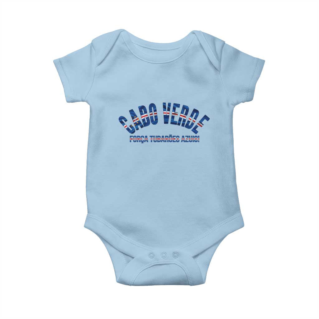 Forca Tubaroes Azuis Cabo Verde National Pride Baby Onesie Cape Verde Football Fans Blue Sharks Heritage
