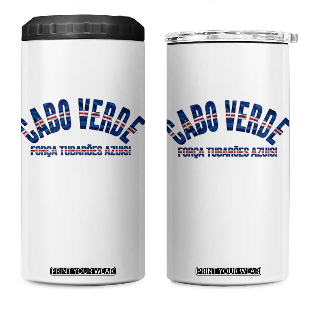 Forca Tubaroes Azuis Cabo Verde National Pride 4 in 1 Can Cooler Tumbler Cape Verde Football Fans Blue Sharks Heritage TS02 One Size: 16 oz White Print Your Wear