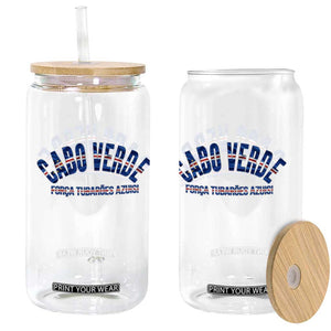Forca Tubaroes Azuis Cabo Verde National Pride Glass Can Cape Verde Football Fans Blue Sharks Heritage TS02 Print Your Wear