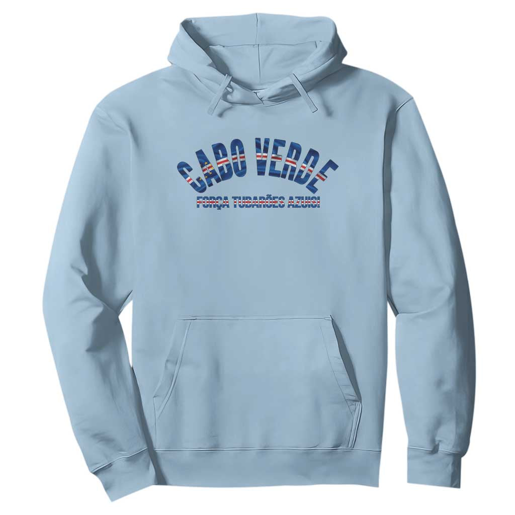 Forca Tubaroes Azuis Cabo Verde National Pride Hoodie Cape Verde Football Fans Blue Sharks Heritage