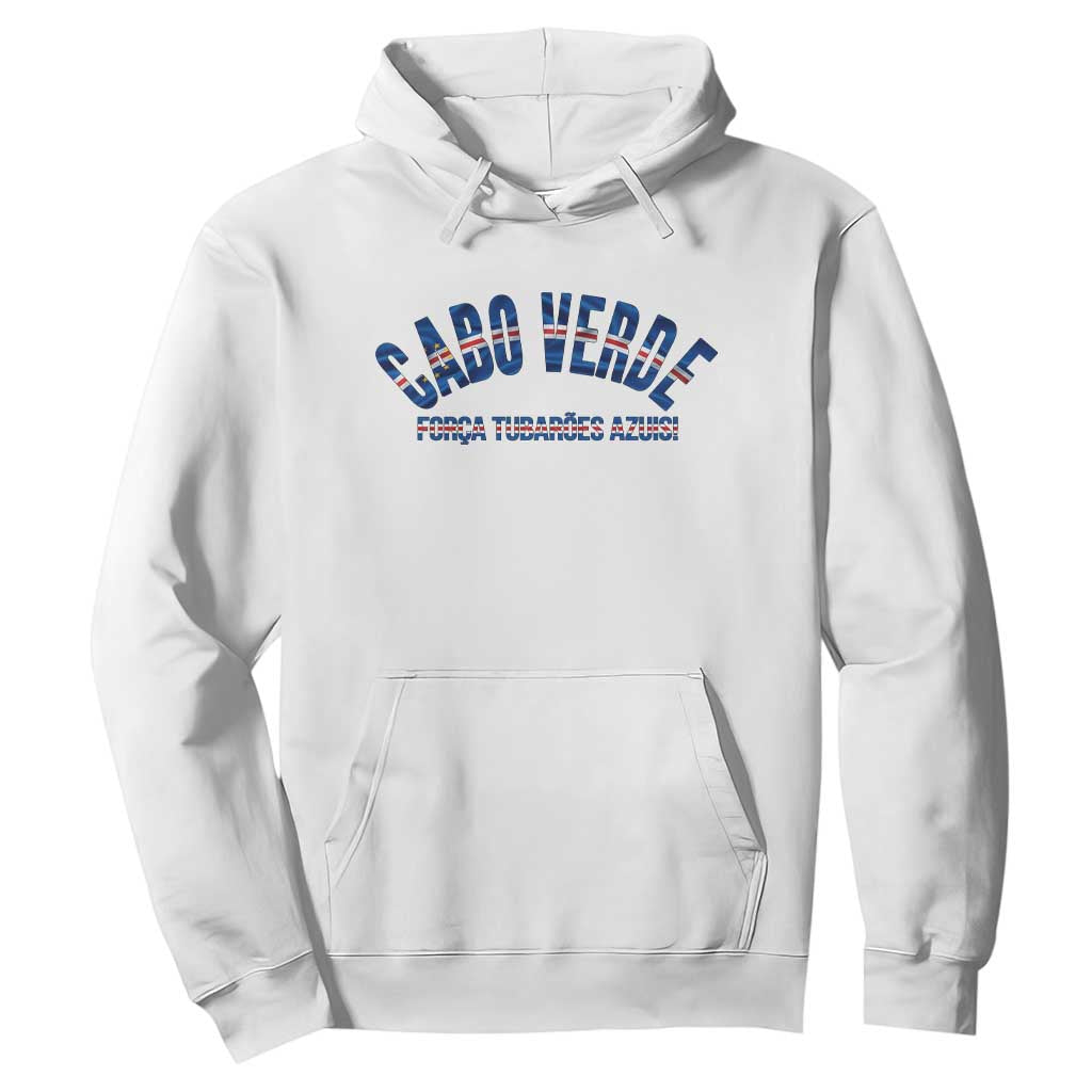 Forca Tubaroes Azuis Cabo Verde National Pride Hoodie Cape Verde Football Fans Blue Sharks Heritage