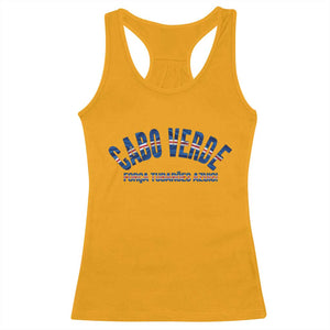 Forca Tubaroes Azuis Cabo Verde National Pride Racerback Tank Top Cape Verde Football Fans Blue Sharks Heritage