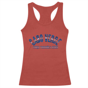 Forca Tubaroes Azuis Cabo Verde National Pride Racerback Tank Top Cape Verde Football Fans Blue Sharks Heritage