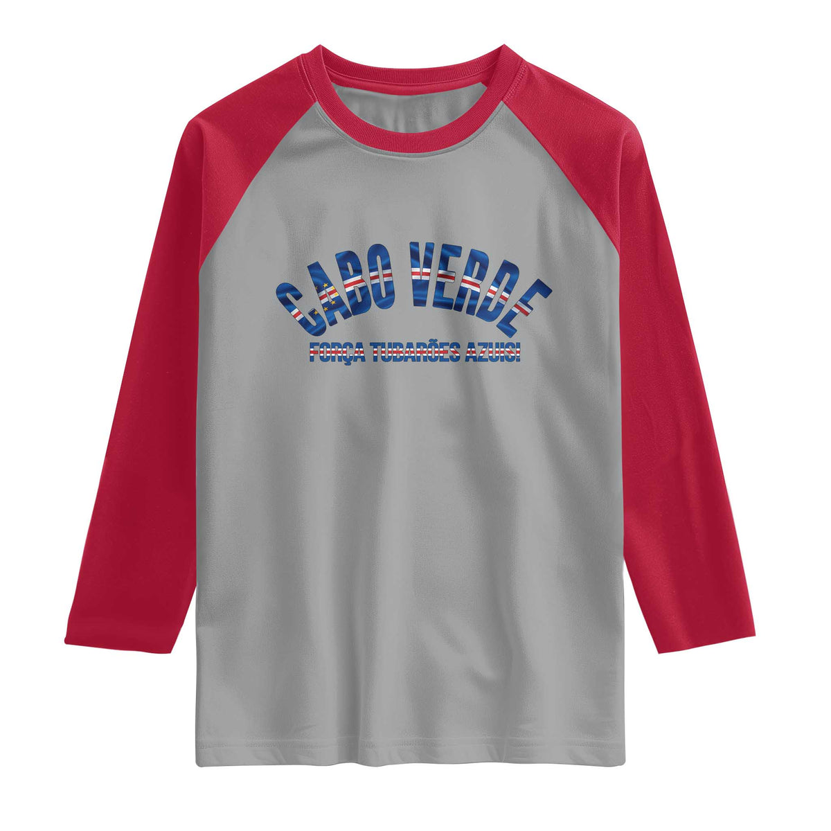 Forca Tubaroes Azuis Cabo Verde National Pride Raglan Shirt Cape Verde Football Fans Blue Sharks Heritage