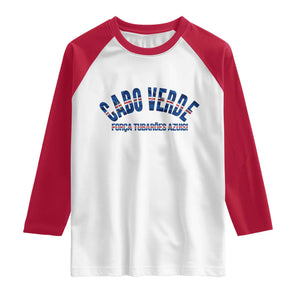 Forca Tubaroes Azuis Cabo Verde National Pride Raglan Shirt Cape Verde Football Fans Blue Sharks Heritage