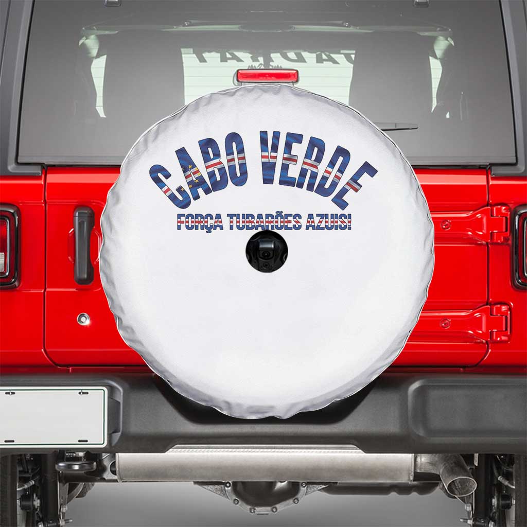 Forca Tubaroes Azuis Cabo Verde National Pride Spare Tire Cover Cape Verde Football Fans Blue Sharks Heritage TS02 White Print Your Wear