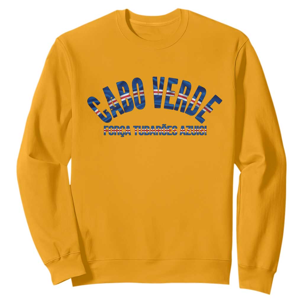 Forca Tubaroes Azuis Cabo Verde National Pride Sweatshirt Cape Verde Football Fans Blue Sharks Heritage