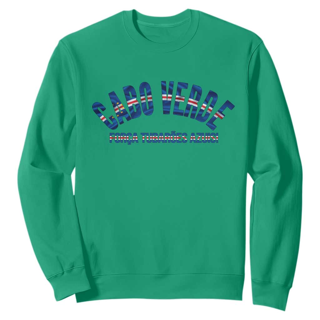 Forca Tubaroes Azuis Cabo Verde National Pride Sweatshirt Cape Verde Football Fans Blue Sharks Heritage