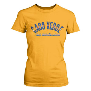 Forca Tubaroes Azuis Cabo Verde National Pride T Shirt For Women Cape Verde Football Fans Blue Sharks Heritage