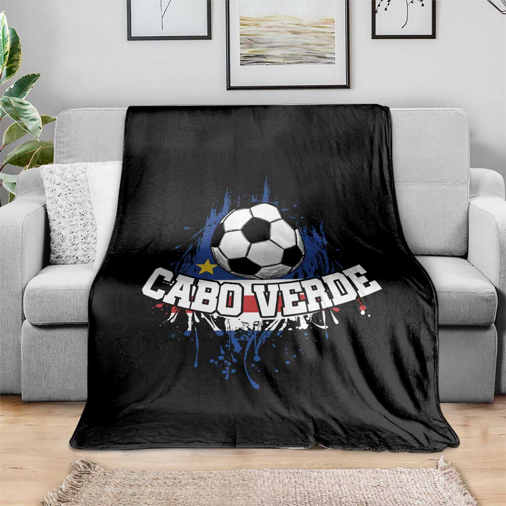 Cabo Verde Flag Football Graphic Throw Blanket Cape Verde Soccer Fans Artistic Pride TS02 Print Your Wear