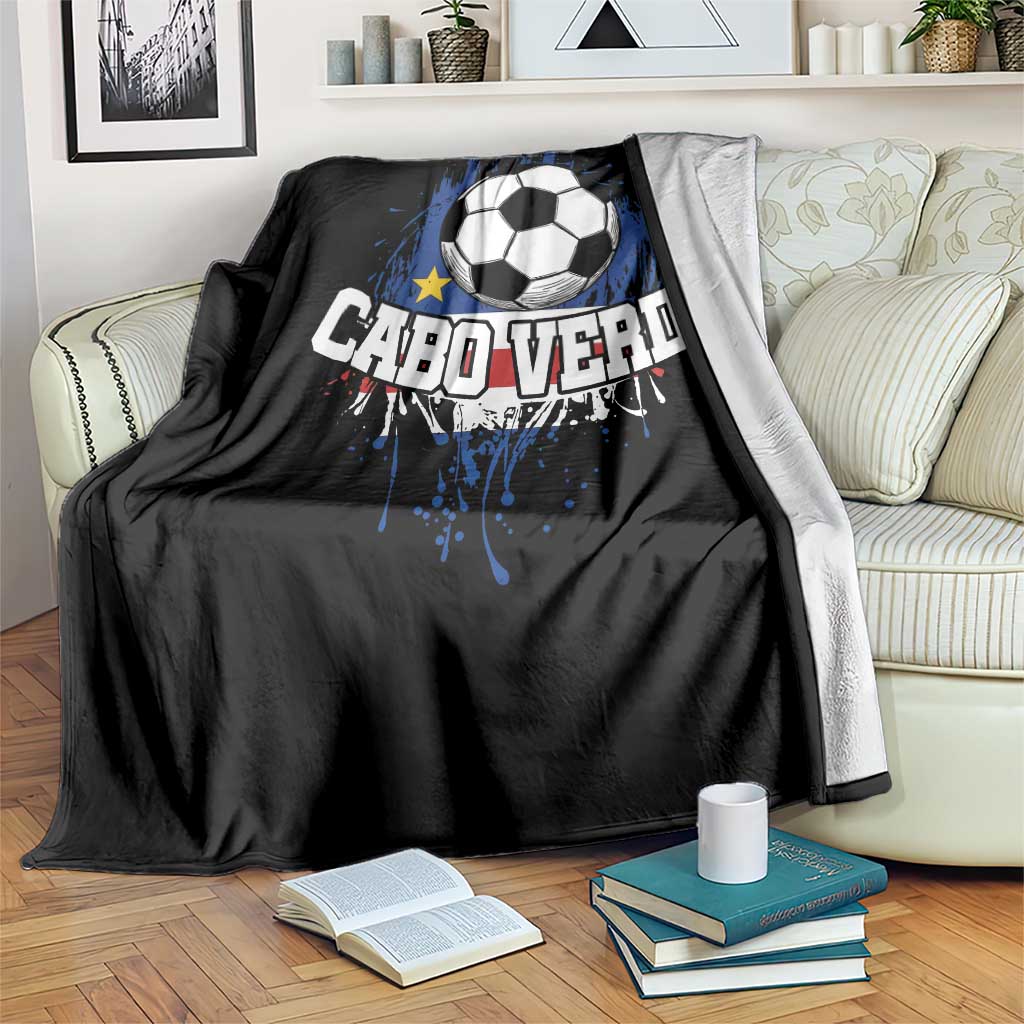 Cabo Verde Flag Football Graphic Throw Blanket Cape Verde Soccer Fans Artistic Pride TS02 Print Your Wear