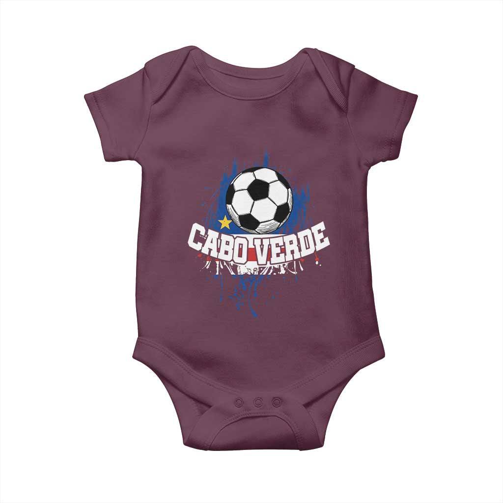 Cabo Verde Flag Football Graphic Baby Onesie Cape Verde Soccer Fans Artistic Pride