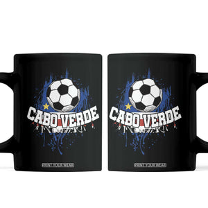 Cabo Verde Flag Football Graphic Coffee Mug Cape Verde Soccer Fans Artistic Pride TS02 Black Print Your Wear