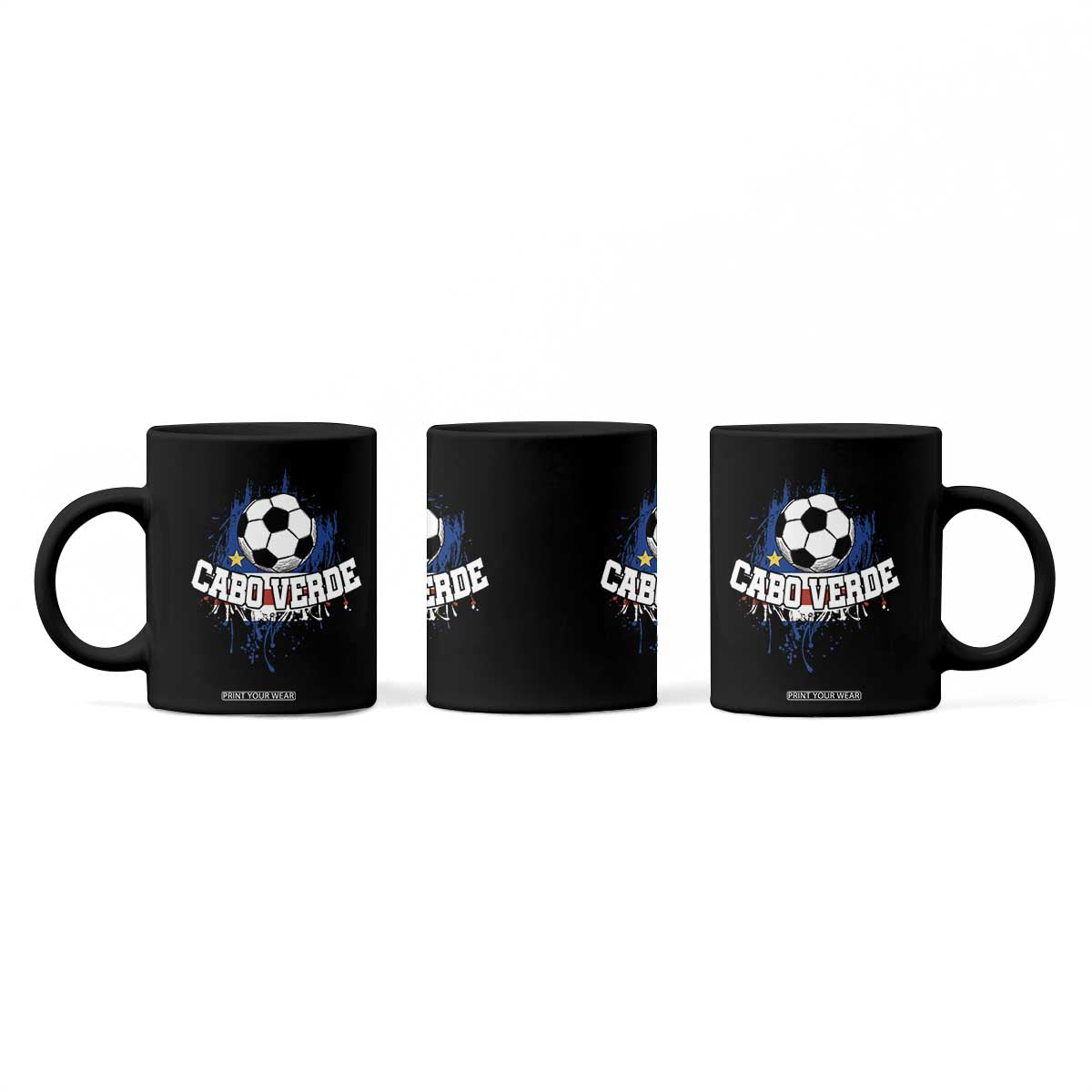 Cabo Verde Flag Football Graphic Coffee Mug Cape Verde Soccer Fans Artistic Pride TS02 Print Your Wear