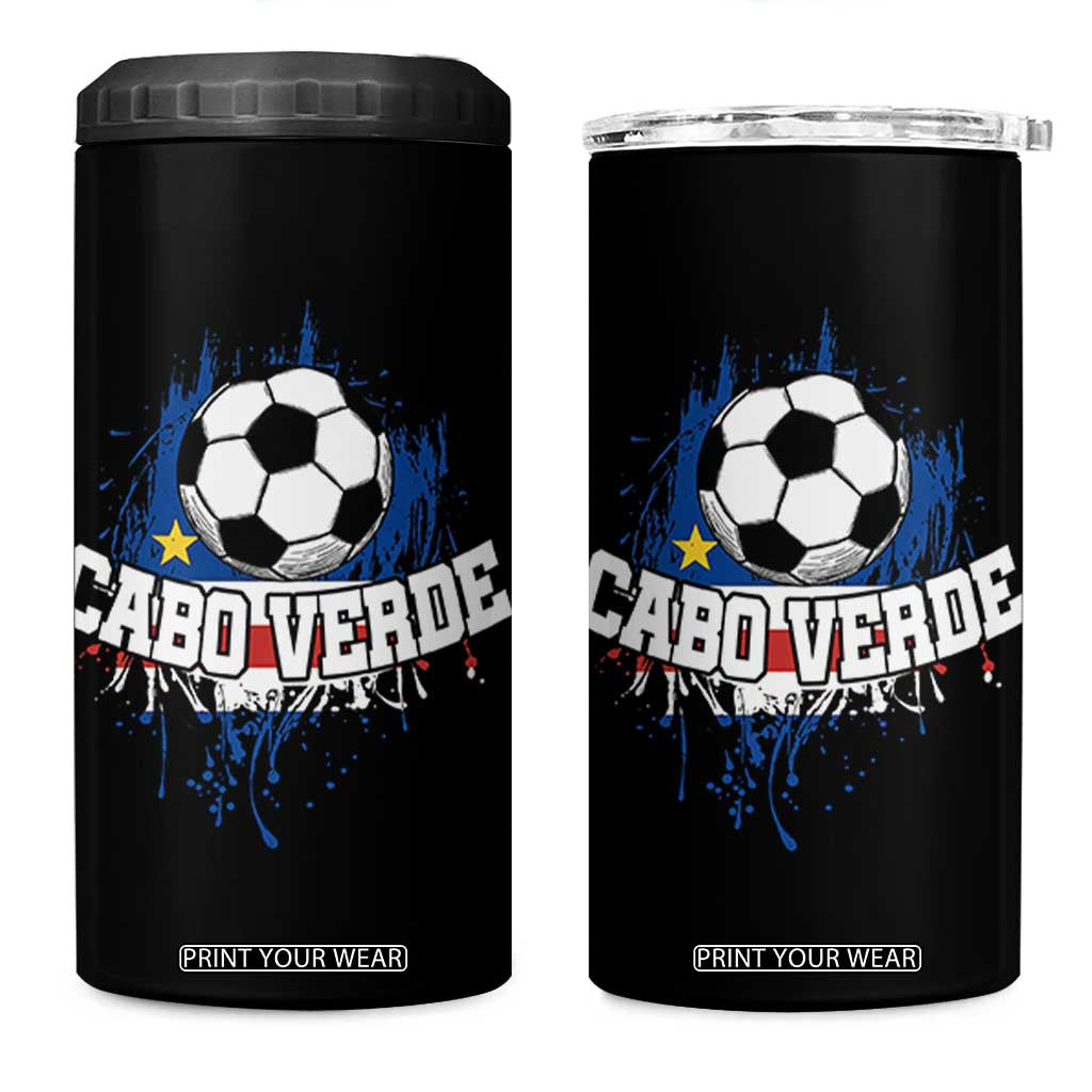 Cabo Verde Flag Football Graphic 4 in 1 Can Cooler Tumbler Cape Verde Soccer Fans Artistic Pride TS02 One Size: 16 oz Black Print Your Wear