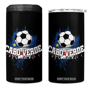 Cabo Verde Flag Football Graphic 4 in 1 Can Cooler Tumbler Cape Verde Soccer Fans Artistic Pride TS02 One Size: 16 oz Black Print Your Wear