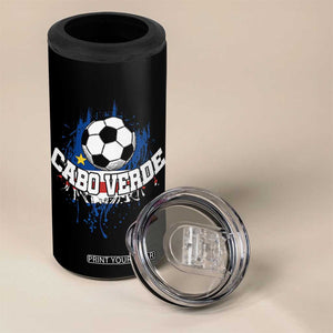 Cabo Verde Flag Football Graphic 4 in 1 Can Cooler Tumbler Cape Verde Soccer Fans Artistic Pride TS02 Print Your Wear