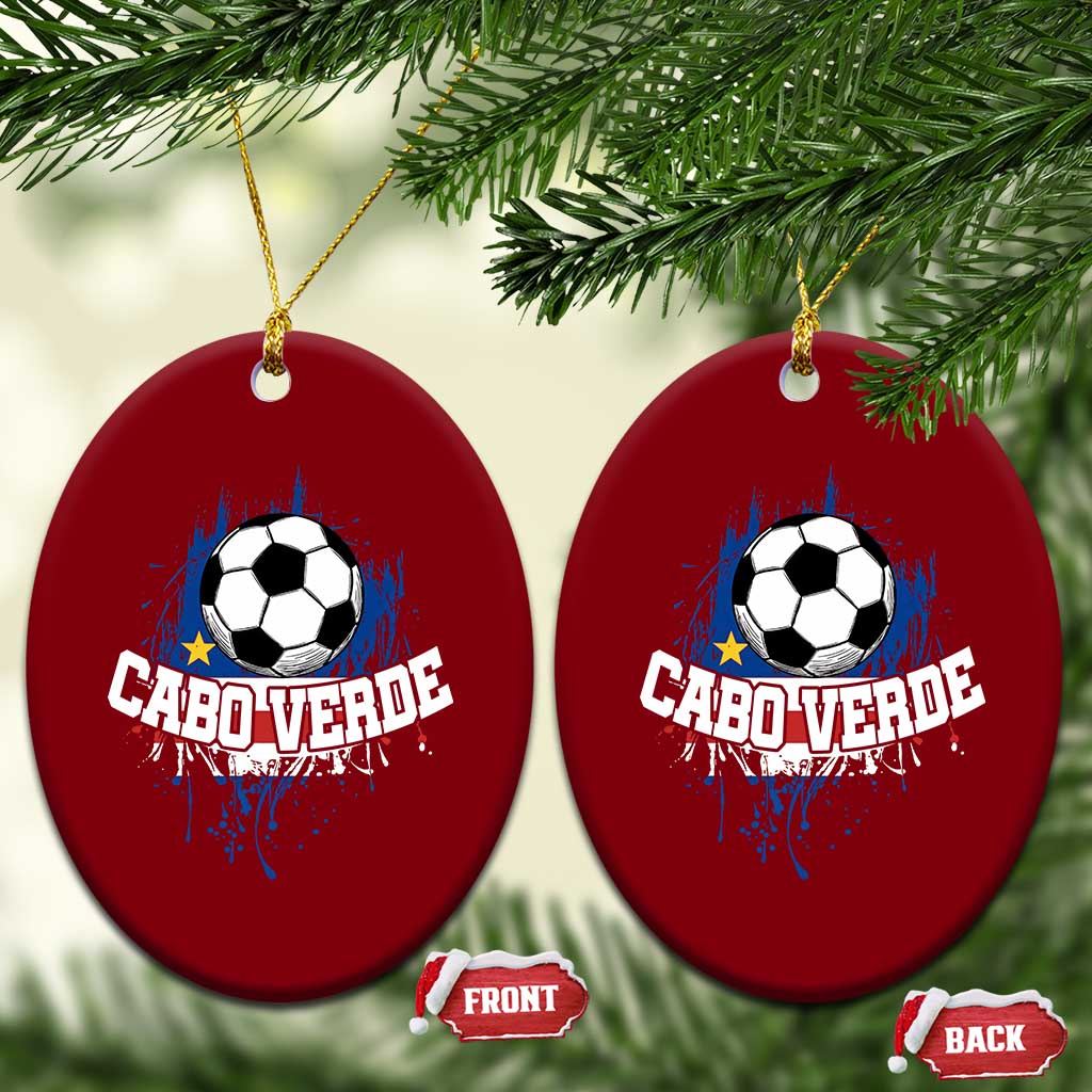 Cabo Verde Flag Football Graphic Ceramic Ornament Cape Verde Soccer Fans Artistic Pride