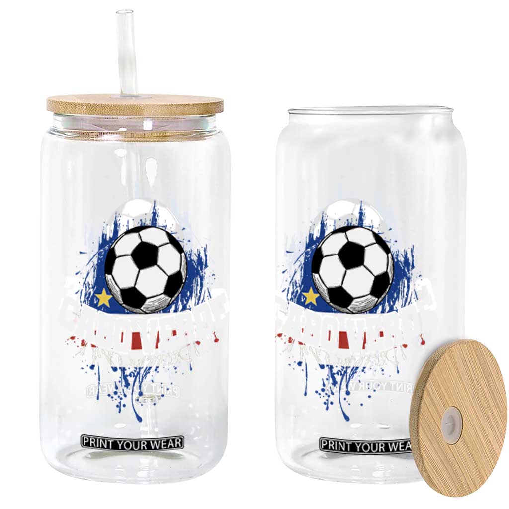 Cabo Verde Flag Football Graphic Glass Can Cape Verde Soccer Fans Artistic Pride TS02 Print Your Wear