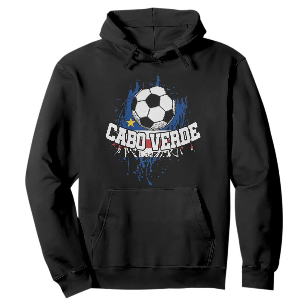 Cabo Verde Flag Football Graphic Hoodie Cape Verde Soccer Fans Artistic Pride TS02 Black Print Your Wear