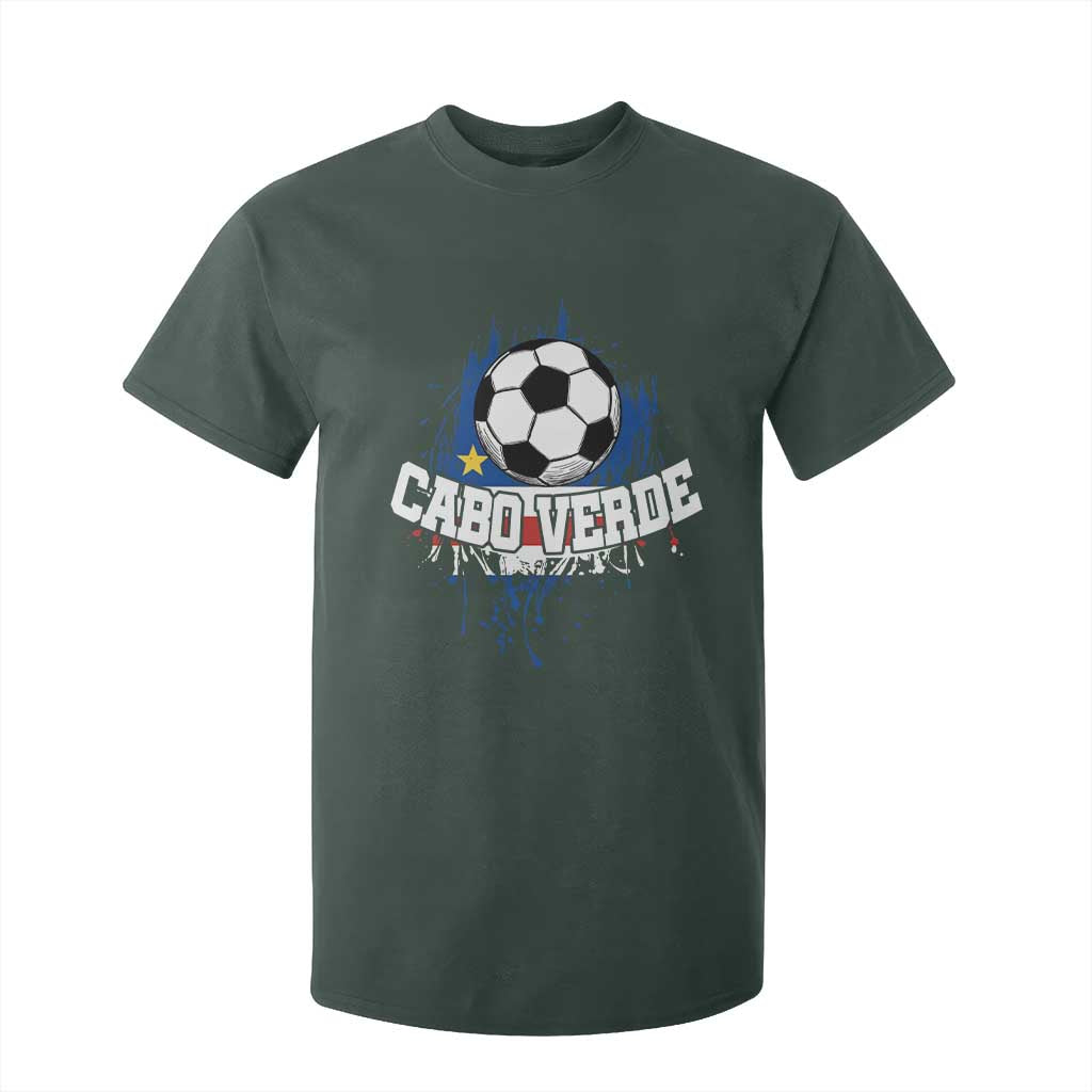 Cabo Verde Flag Football Graphic T Shirt For Kid Cape Verde Soccer Fans Artistic Pride
