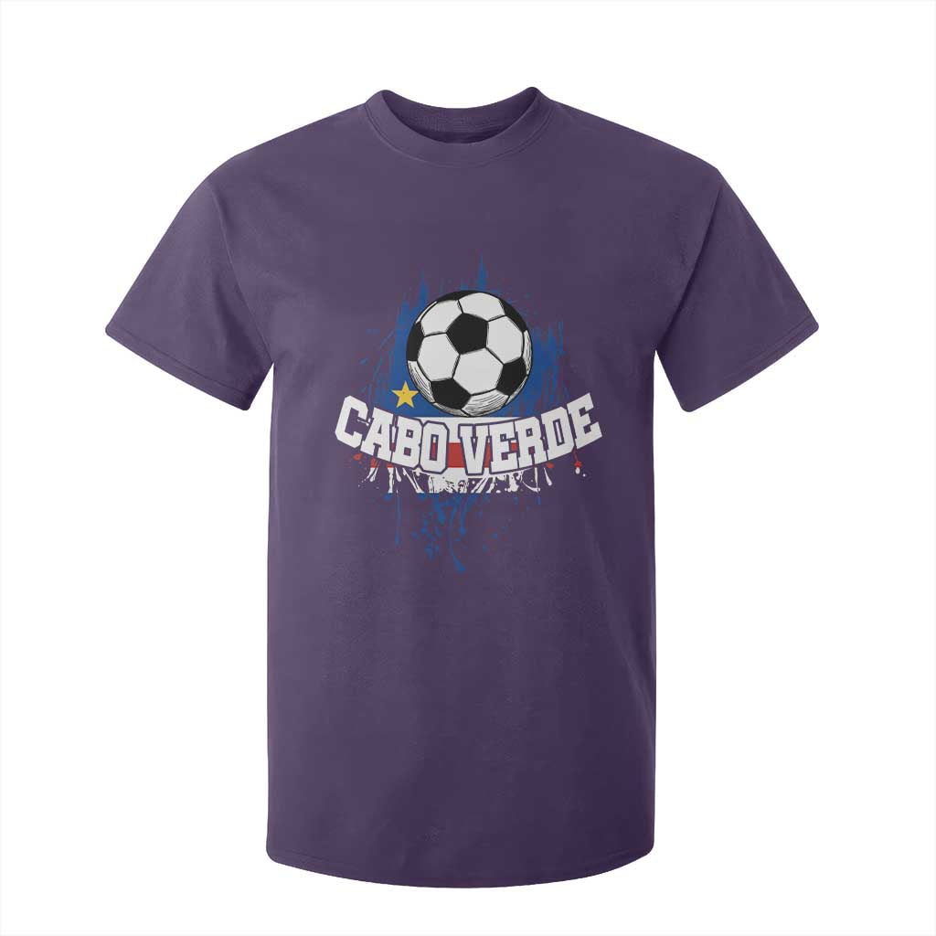Cabo Verde Flag Football Graphic T Shirt For Kid Cape Verde Soccer Fans Artistic Pride