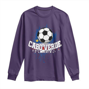 Cabo Verde Flag Football Graphic Long Sleeve Shirt Cape Verde Soccer Fans Artistic Pride