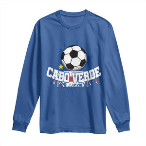 Cabo Verde Flag Football Graphic Long Sleeve Shirt Cape Verde Soccer Fans Artistic Pride