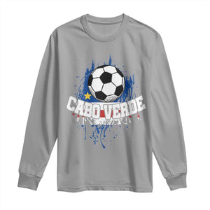 Cabo Verde Flag Football Graphic Long Sleeve Shirt Cape Verde Soccer Fans Artistic Pride