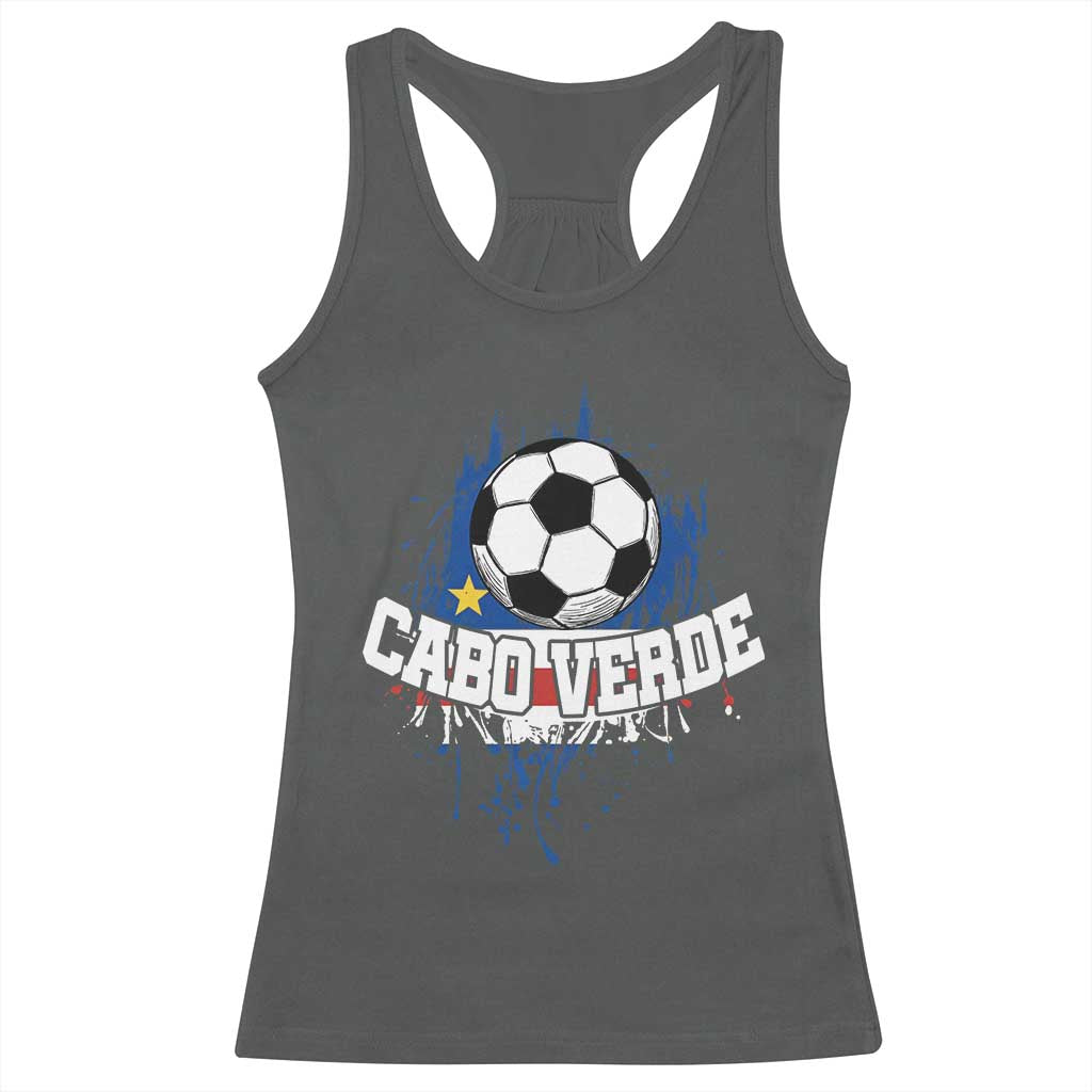 Cabo Verde Flag Football Graphic Racerback Tank Top Cape Verde Soccer Fans Artistic Pride