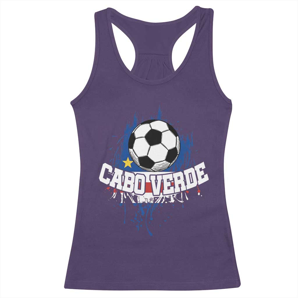 Cabo Verde Flag Football Graphic Racerback Tank Top Cape Verde Soccer Fans Artistic Pride