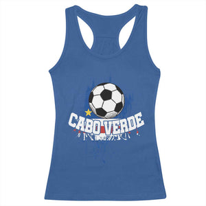 Cabo Verde Flag Football Graphic Racerback Tank Top Cape Verde Soccer Fans Artistic Pride