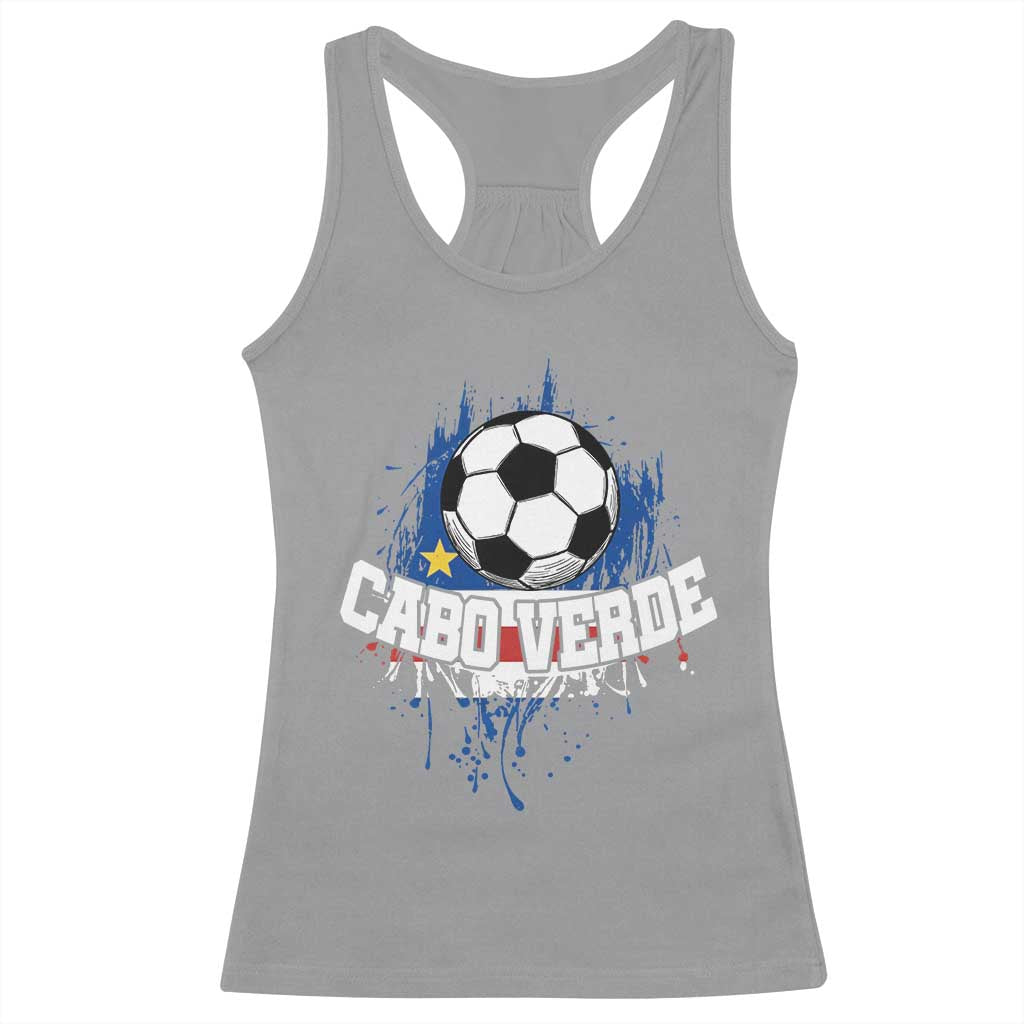 Cabo Verde Flag Football Graphic Racerback Tank Top Cape Verde Soccer Fans Artistic Pride