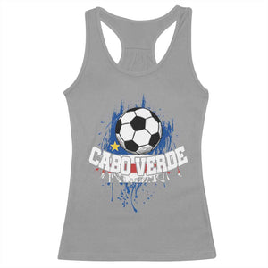 Cabo Verde Flag Football Graphic Racerback Tank Top Cape Verde Soccer Fans Artistic Pride