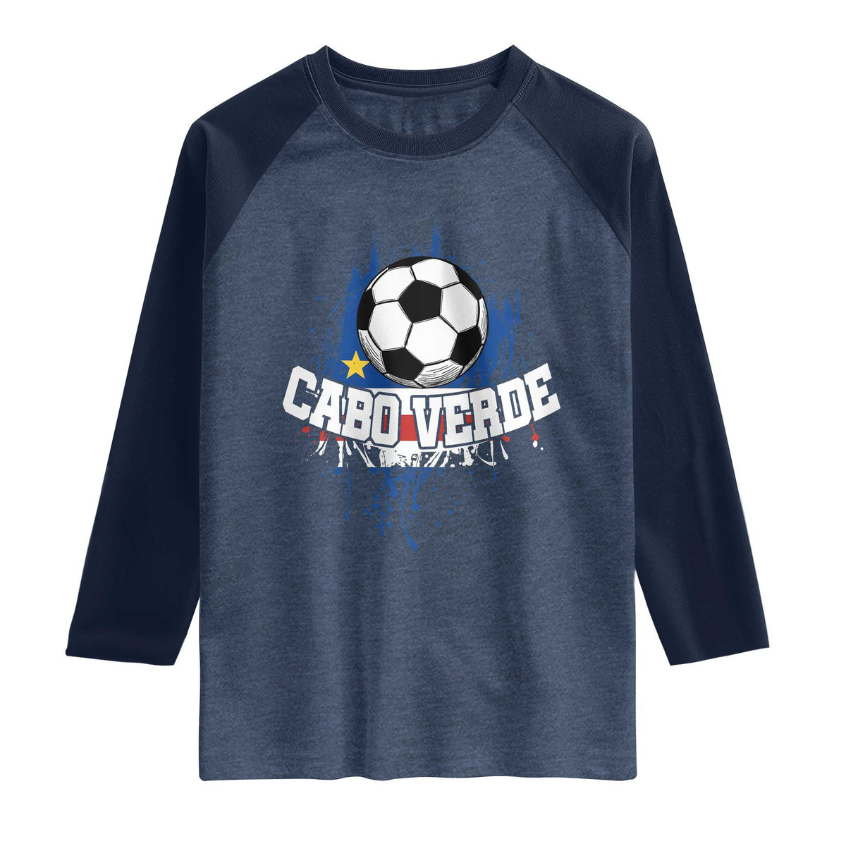 Cabo Verde Flag Football Graphic Raglan Shirt Cape Verde Soccer Fans Artistic Pride