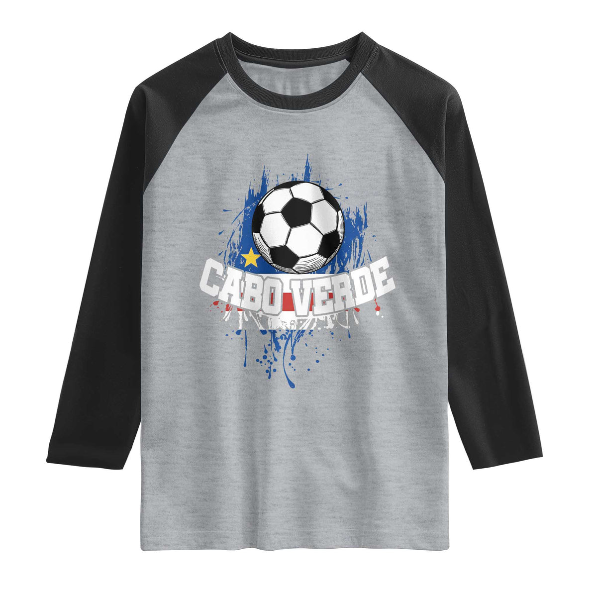 Cabo Verde Flag Football Graphic Raglan Shirt Cape Verde Soccer Fans Artistic Pride