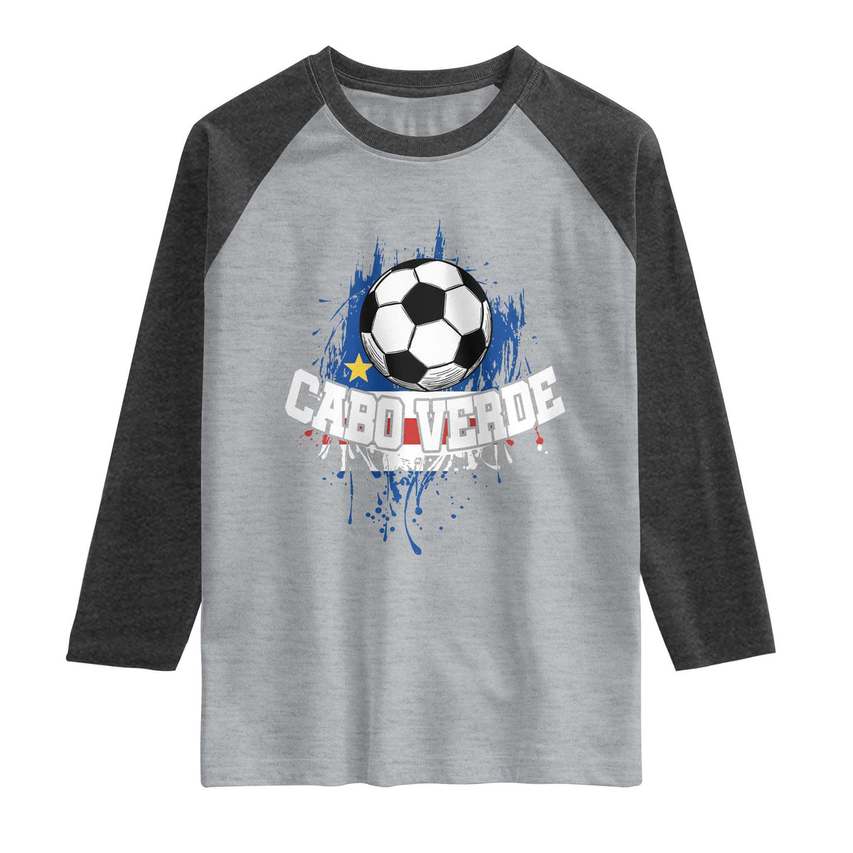 Cabo Verde Flag Football Graphic Raglan Shirt Cape Verde Soccer Fans Artistic Pride