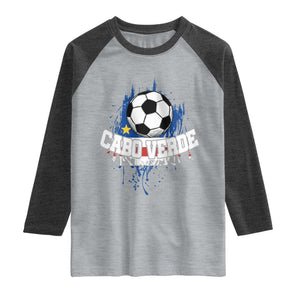 Cabo Verde Flag Football Graphic Raglan Shirt Cape Verde Soccer Fans Artistic Pride