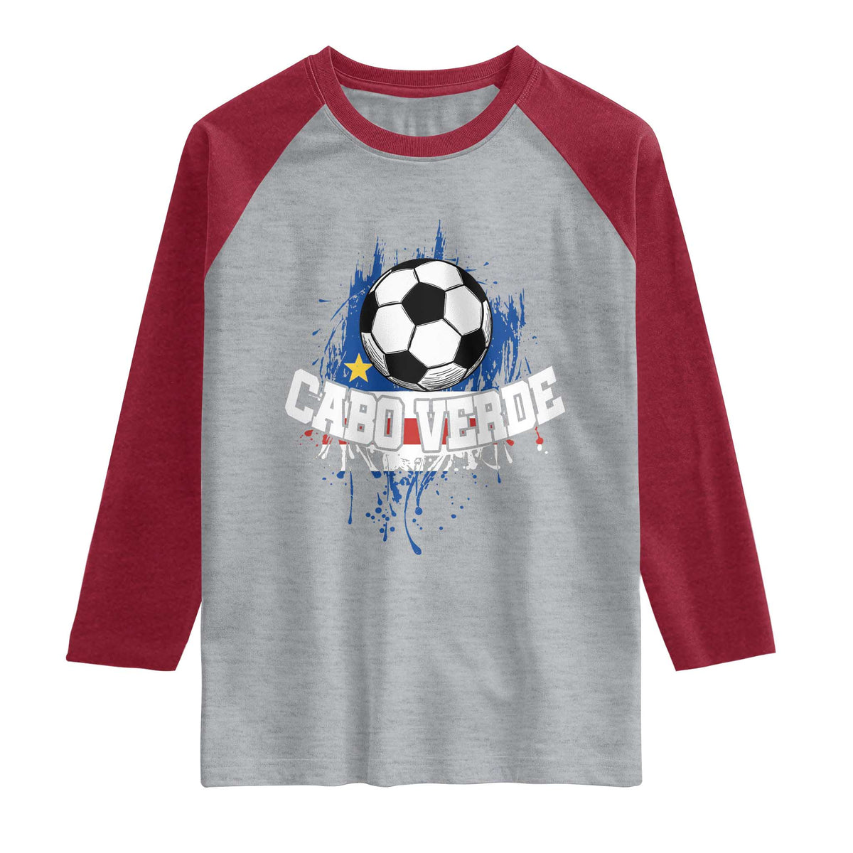 Cabo Verde Flag Football Graphic Raglan Shirt Cape Verde Soccer Fans Artistic Pride