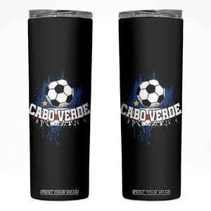 Cabo Verde Flag Football Graphic Skinny Tumbler Cape Verde Soccer Fans Artistic Pride TS02 Black Print Your Wear