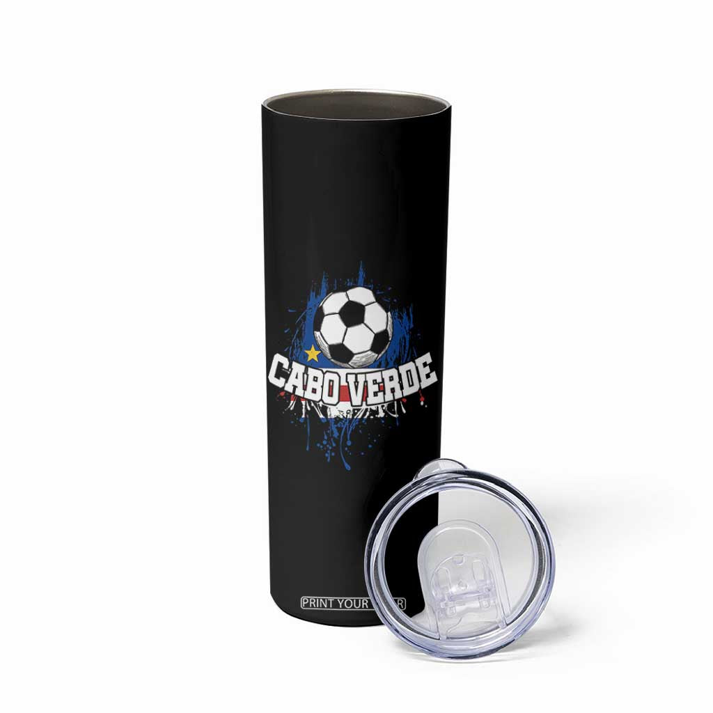 Cabo Verde Flag Football Graphic Skinny Tumbler Cape Verde Soccer Fans Artistic Pride TS02 Print Your Wear